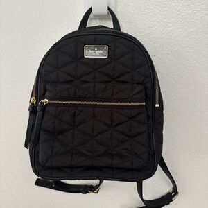 Kate Spade Quilted Black Backpack with Gold Accents
